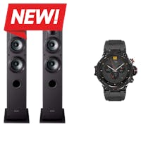 Sony SS-CS3 3-Way 4-Driver Floor-Standing Speaker - Pair (Black) + Veho Kuzo II Sports Smart Watch with GPS - Black